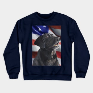 Patriotic American Flag and Black Labrador Dog Lover Art Crewneck Sweatshirt